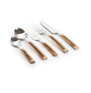 Couverts à salade en acier inoxydable avec ensemble de couverts en rotin en acier inoxydable de qualité supérieure disponibles au prix de gros - Product Image 6