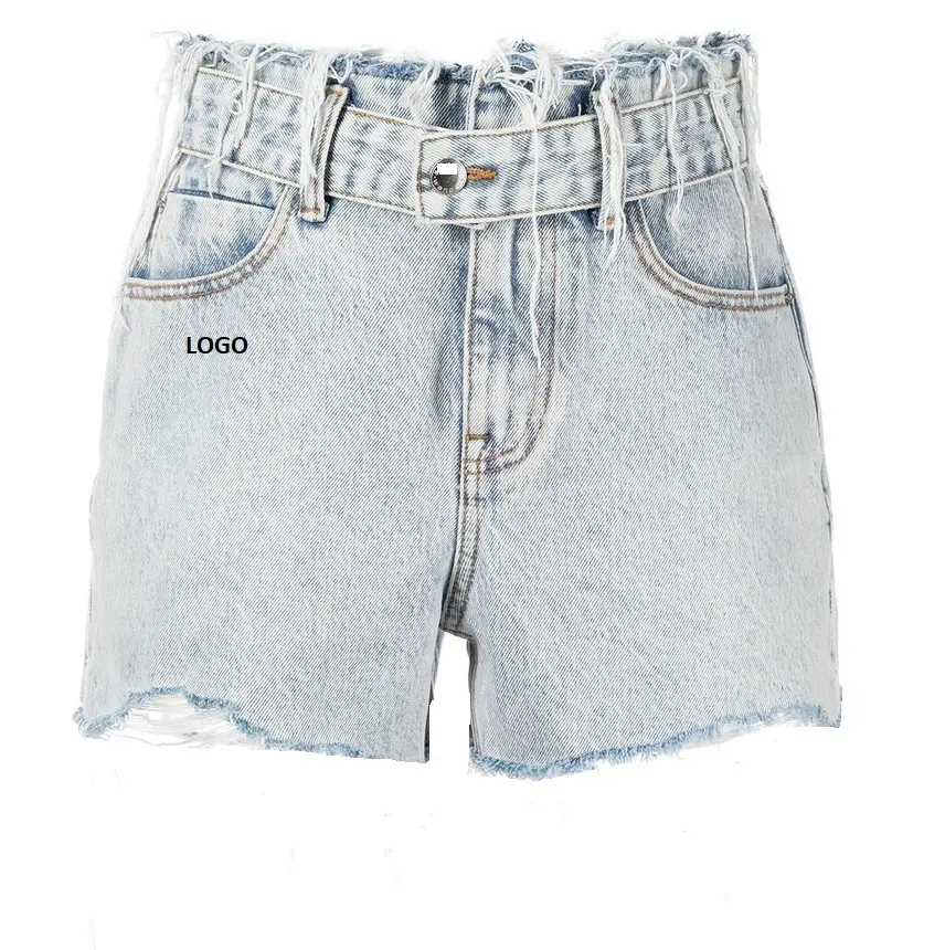 Oem Nieuwkomers Denim Korte Jeans Vrouwen Sexy Denim Dame Losse Knoop Denim Shorts Hoge Taille Korte Jeans Ademende Groothandel