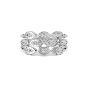 Classic Vintage <b>Inspired</b> Tri Row Cluster Diamond Ring for Women Beautiful <b>Jewelry</b> Piece for Traditional Celebrations - Product Image 1