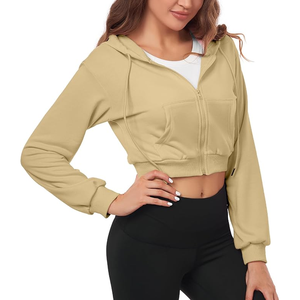 Sudaderas recortadas para mujer Algodón coreano Manga larga Cuello redondo Pullover Crop Tops Oversized Fit - Product Image 3