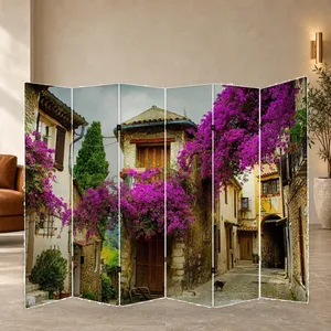 Pantalla Plegable de Lona de Doble Cara con Diseño de Calle de Flores de Provenza - Product Image 3