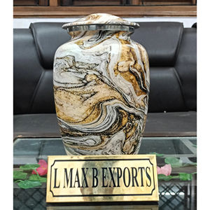 Urnas de cremación de textura cremosa para adultos de metal para cenizas humanas con precio al por mayor de terciopelo gratis - Product Image 1