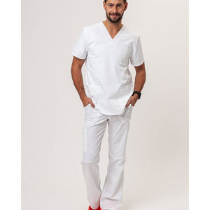 ชุดสครับผ้าฝ้าย 100% สำหรับผู้ชาย ผลิตตามสั่ง สำหรับใช้ในโรงพยาบาล-ชุดพยาบาลคุณภาพสูง - Product Image 1