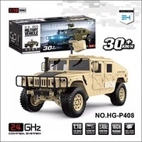 Hengguan HG-P408 Camion RC Hummer Cabriolet 4x4 à l'échelle 1/10, 16 canaux, 2 vitesses, 4 roues motrices, haute simulation, véhicule à toit ouvrant, jouet RTR