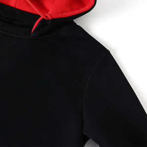 Sweat à capuche d'hiver Delta Black Prep pour homme, 100% coton biologique, polaire, écologique, logo personnalisé, col à capuche rouge, tricot côtelé 300g - Product Image 4