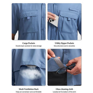 Chemises de pêche streetwear pour hommes, logo personnalisé, tissu en coton et élasthanne, look décontracté, chemises de pêche pour hommes - Product Image 5