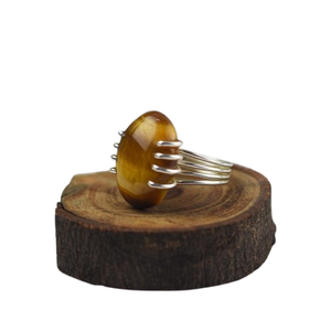 Anillo de ojo de Tigre con piedras preciosas hechas a mano de plata de ley 925, joyería sólida Natural de la mejor calidad, anillo de boda estampado - Product Image 1