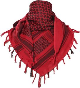 100% Katoen Groothandel Op Maat Zwart En Rood Katoen Shemagh Pure Arabische Woestijn Sjaal Wrap Voor Outdoor Mannen En Vrouwen