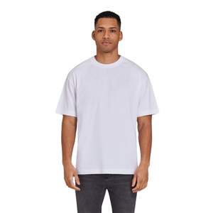 Camiseta de gran tamaño para hombre White 100% algodón 190 GSM Streetwear Staple Tee Impreso Front Back Logo Drop Shoulder Relaxed Fit Shirt - Product Image 2