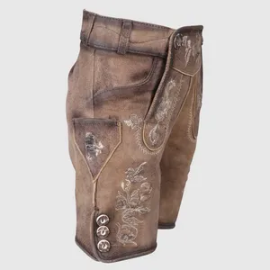 Pantalones cortos de cuero bávaro para hombre personalizados de la mejor calidad tradicional alemán Lederhosen sólido informal medio para Oktoberfest - Product Image 2