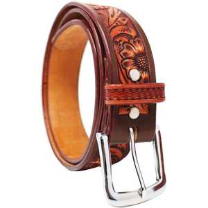 100% American Cow Hide Designer Western <b>Belt</b> with Hand Tooled <b>Work</b> for Men & Women Western <b>Belt</b> Supplier Saman Exports - Product Image 2