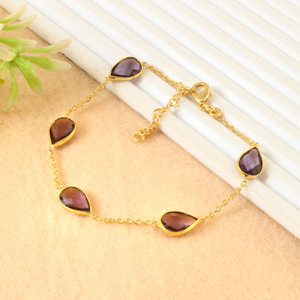 Factory Supply Cute 18K Gold Plated Brass <b>Amethyst</b> Quartz Colourful Geometric Trendy Anniversary Gift Cuff <b>Bracelet</b> for Women - Product Image 1