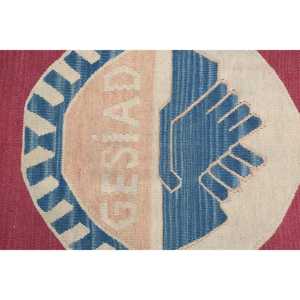 Alfombra Turca Vintage de Kilim con Diseño de Patchwork, 2.8x2.8 pies (86x85 cm), Lana Roja, Ecológica, con Respaldo de Látex, para el Hogar - Product Image 3