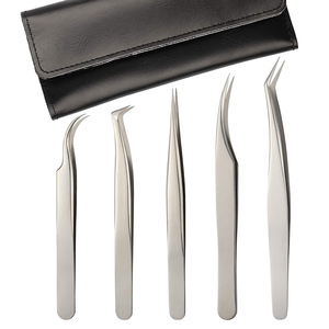 Outils d'artiste de cils classiques en acier inoxydable de précision Ensemble de pincettes d'extension de cils de volume avec poignée antidérapante et pointe pointue - Product Image 4