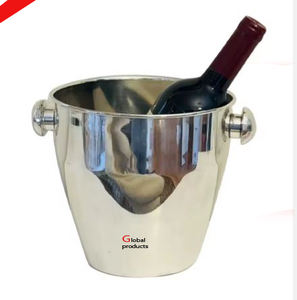 Enfriador de vino de acero inoxidable con acabado plateado con soporte de diseño de caballo para restaurante y bar de hotel - Product Image 2