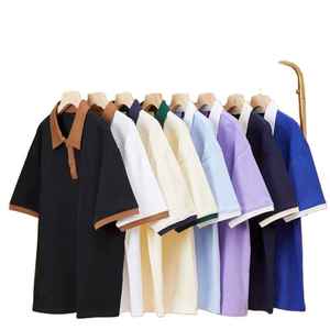 T-shirt polo pour homme, mode estivale, épaules dénudées, 100% coton, respirant, coupe ample, imprimé - Product Image 4