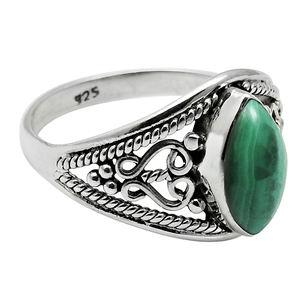 Malachite Gemstone Silver <b>Rings</b> <b>Crafted</b> From 925 Sterling Silver Pretty Bohemian Jewelry Wholesale <b>Ring</b> For Women And Girls - Product Image 3