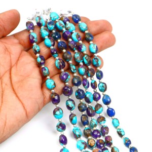 Cuentas Sueltas de Turquesa Azul Mohave AAA, Cuentas de Piedras Preciosas Sueltas para la Fabricación de Joyas, por Mayorista Indio - Product Image 5
