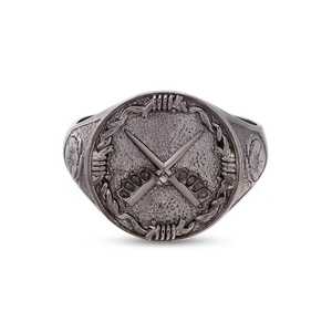925 Sterling <b>Silver</b> Men's <b>Ring</b> <b>Crossed</b> Swords Motif Rhodium Plated for Everyday Wear Weddings Featuring Zircon Inlay Jewelry - Product Image 3