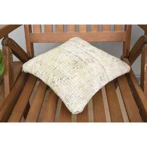 Almohada de retazos Kantha de lana Beige, almohada rústica de lujo de 12x12 pulgadas, patrones impresos bordados esponjosos Vintage para suelo - Product Image 4