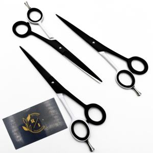 Ciseaux de barbier professionnels en acier inoxydable de qualité supérieure avec poignée en caoutchouc, prise antidérapante, personnalisable, OEM disponible - Product Image 4