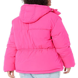 Veste matelassée à capuche pour femme, manteau d'hiver isolé, vêtement d'extérieur chaud et rembourré, élégante veste rose bonbon avec fermeture à boutons-pression - Product Image 5