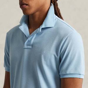 เสื้อโปโลผ้าคอตตอนแขนสั้นสำหรับผู้ชายเสื้อสีทึบไม่มีลายพิมพ์โลโก้แบบ100% สำหรับใส่เล่นกีฬา - Product Image 4
