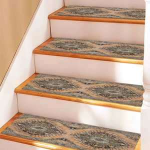 Tapis d'escalier imprimé - Design moderne à motifs médaillon avec des tons doux, Gobelin - Product Image 1