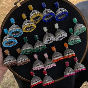 Boucles d'oreilles Jhumka traditionnelles indiennes en acier inoxydable pour femmes à la mode Design de fleurs à prix réduit - Product Image 6