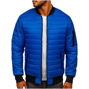 Chaqueta de bombardero azul ligera de primera calidad para cada temporada Casual estilo suelto cuello alto cierre de cremallera Puff tinte de impresión - Product Image 1