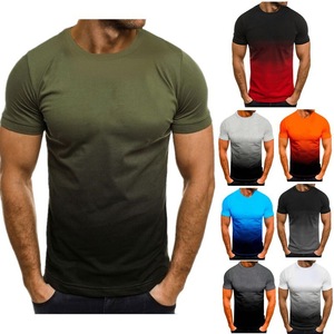 Printemps Nouveaux hommes européens et américains Loisirs Sports Mode 3D Graduel T-shirt rond à manches courtes pour hommes - Product Image 2