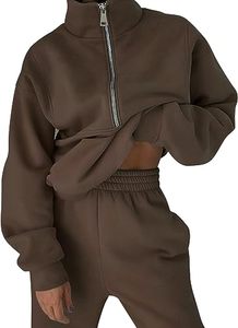 Ensemble de survêtement personnalisé 2026 pour femme en polaire, 2 pièces : sweat-shirt à demi-zip et pantalon de jogging - Product Image 4