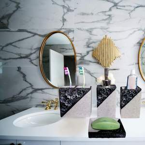 Accessoires de salle de bain en céramique conçus de haute qualité Ensemble de salle de bain cadeau de retour parfait à bas prix - Product Image 6