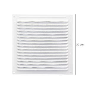 Griglia di ventilazione in alluminio con zanzariera avvitabile 200 x 200 mm. Colore Bianco - Product Image 2