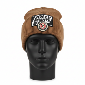 Premium Acrylic Knit 280 GSM Soft Stretch <b>Brown</b> Color Custom Embroidery Patch Logo Warm Winter Jacquard <b>Beanie</b> Cap - Product Image 1