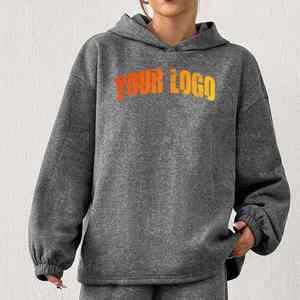 Conjunto Deportivo de Felpa 100% Algodón de 300g, Talla Grande, Sudadera con Capucha y Pantalones Deportivos, Conjunto Deportivo al por Mayor para Mujer, OEM/ODM - Product Image 5