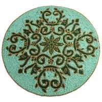 Tapis de Table antidérapant de la meilleure couleur, Design fantaisie, tendance Unique, forme ronde, perles de verre, broderie, napperons ménagers