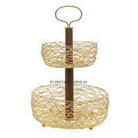 Corbeille à pain et fruits moderne créative en argent brillant poli de qualité supérieure fabriquée en métal de forme ronde aspect attrayant