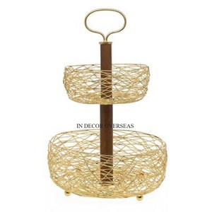 Corbeille à pain et fruits moderne créative en argent brillant poli de qualité supérieure fabriquée en métal de forme ronde aspect attrayant - Product Image 3