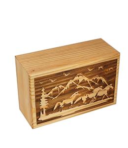 Handcrafted Mountain <b>Wooden</b> Cremation <b>Urns</b> <b>for</b> Human <b>Ashes</b> Adult Large - Tree of Life <b>Urn</b> Box (250 LB - Pinewood Riding Horse) - Product Image 2