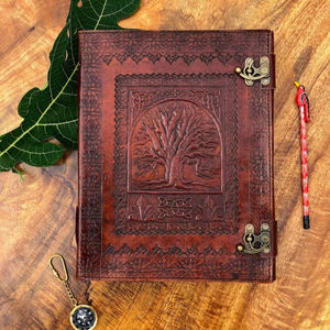 400 pages Extra large Journal en cuir gaufré arbre de vie écriture en cuir journal carnet de croquis Nature amant cadeau 10*13 po - Product Image 2