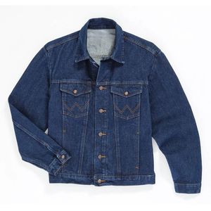 Chaqueta vaquera lavada oscura personalizable para hombre con botón de cobre de ajuste tradicional, perfecta para marcas y venta al por menor - Product Image 1