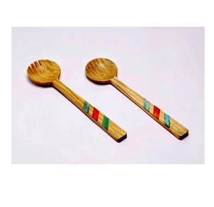 Servidores de ensalada de madera azul hechos a mano con resina personalizable Power Salad Tool Set para uso doméstico en la cocina - Product Image 4