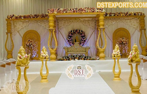 Décor de mandap en bois de style vintage traditionnel, magnifique mandap de mariage rond en bois, style designer londonien, décor de mandap en bois au Royaume-Uni - Product Image 3