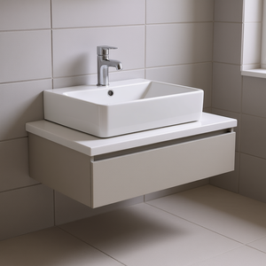 Conjunto de Muebles de Baño Vieste con Lavabo de 90 cm y Base de un Solo Cajón en Gris Perla - Product Image 3