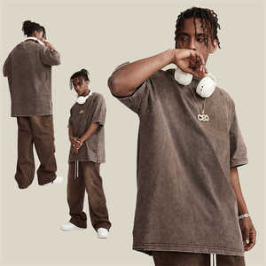 เสื้อยืดผู้ชายสไตล์ฮิปฮอปผ้าฝ้าย100% ฟอกสี285gsm แนววินเทจปล่อยว่างสายสะพายไหล่แฟชั่นสตรีทไซส์" - Product Image 3