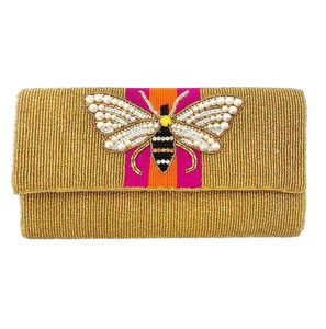 Hermosas bolsas bordadas de abeja con cuentas Diseño exclusivo BUTTER FLY Rayas Bee Beaded Crossbody Chain Clutch by glowin fashion - Product Image 6