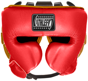 Casco de boxeo ajustable profesional hecho a medida Original equipo de entrenamiento de cuero metálico ganador punzonado protector de cabeza cara - Product Image 4