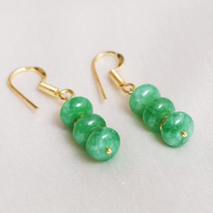 Pendientes colgantes de jade verde Diseño chapado en oro hecho a mano con cuentas espaciadoras, joyería elegante de piedras preciosas verdes para mujer - Product Image 6
