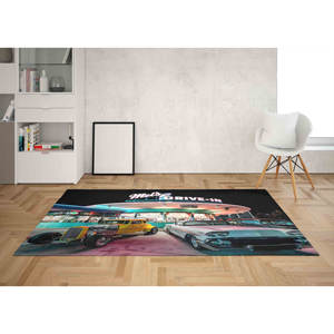 Tapis vintage à thème drive-in, tapis imprimé, intérieur, voiture, cadeau, tapis en chenille - Product Image 3